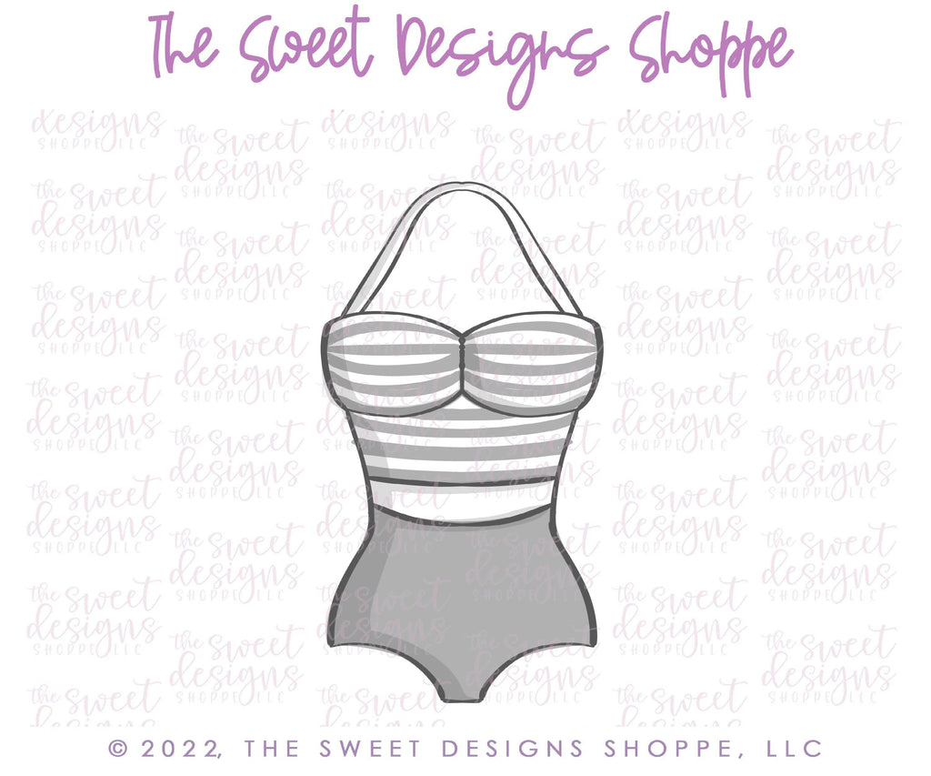 Cookie Cutters - Vintage Swimsuit - Cookie Cutter - The Sweet Designs Shoppe - TSDS - - 4th,4th July,4th of July,ALL,bathing suit,beach,Clothing / Accessories,Cookie Cutter,fourth of July,Independence,Patriotic,pool,Promocode,Retro,Summer,swimming,USA,vacation
