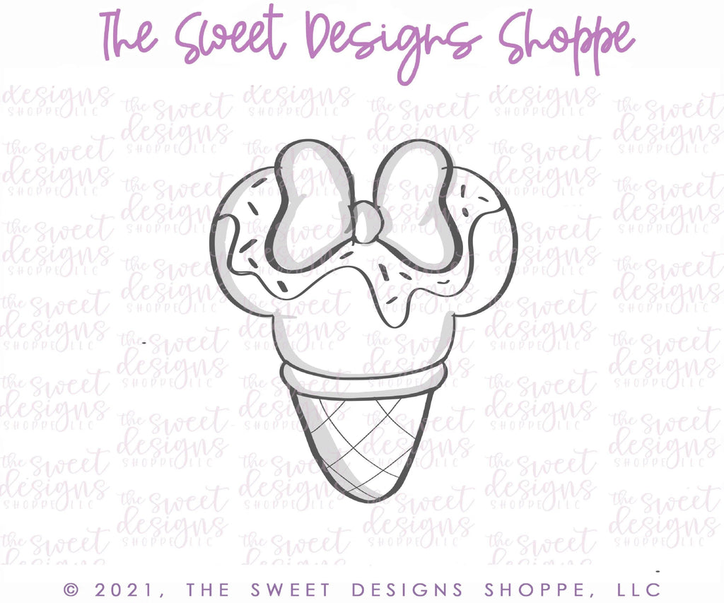 Cookie Cutters - Waffle Ice Cream Girly Theme Park Snack - Cookie Cutter - The Sweet Designs Shoppe - TSDS - - ALL,Birthday,cone,Cookie Cutter,Food,Food and Beverage,Food beverages,icecream,kids,Kids / Fantasy,mouse,Promocode,STL,summer,Sweet,Sweets,Theme Park,Travel