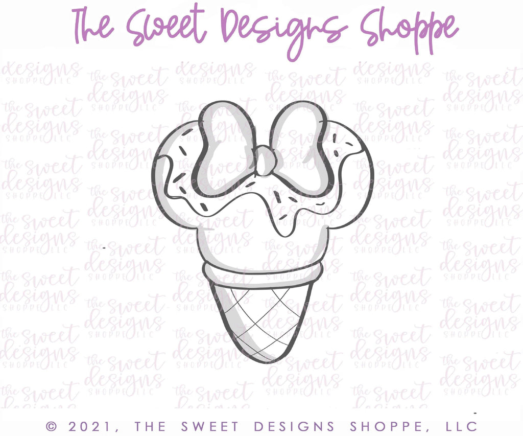 Cookie Cutters - Waffle Ice Cream Girly Theme Park Snack - Cookie Cutter - The Sweet Designs Shoppe - - ALL, Birthday, cone, Cookie Cutter, disney, Food, Food and Beverage, Food beverages, icecream, kids, Kids / Fantasy, mickey, mouse, Promocode, summer, Sweet, Sweets, Theme Park, Travel