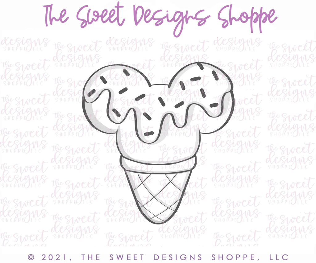 Cookie Cutters - Waffle Ice Cream Theme Park Snack - Cookie Cutter - The Sweet Designs Shoppe - TSDS - - ALL,Birthday,cone,Cookie Cutter,Food,Food and Beverage,Food beverages,icecream,kids,Kids / Fantasy,mouse,Promocode,STL,summer,Sweet,Sweets,Theme Park,Travel