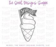 Cookie Cutters - Waffle Ice Cream with Flag - Cookie Cutter - The Sweet Designs Shoppe - TSDS - - ALL,Birthday,cone,Cookie Cutter,icecream,kid,kids,Promocode,STL,Sweet,Sweets