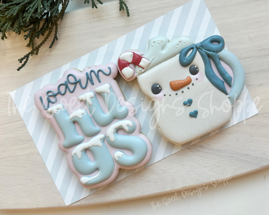 Cookie Cutters - Warm Hugs Plaque & Snowman Mug Cookie Cutter Set - Set of 2 - Cookie Cutters - The Sweet Designs Shoppe - TSDS - - ALL,Christmas,Christmas / Winter,Cookie Cutter,new,PLAQUES HANDLETTERING,Promocode,regular sets,set,STL