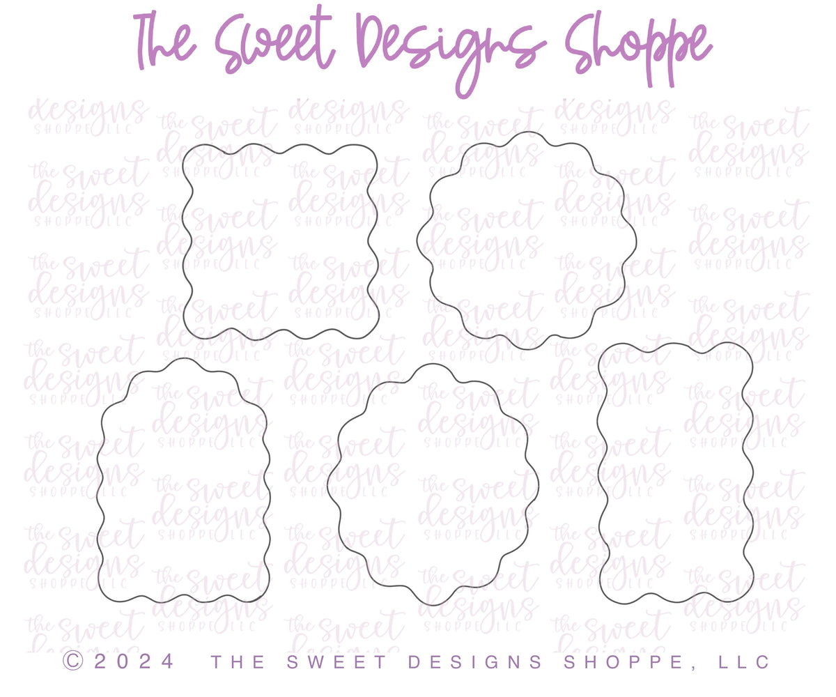 Cookie Cutters - Wavy Shapes Set - Set of 5 - Cookie Cutters - The Sweet Designs Shoppe - TSDS - - 5with25,ALL,back to school,basic,Basic Shapes,BasicShapes,Birthday,Christmas,Christmas / Winter,Christmas Cookies,Cookie Cutter,Father,Fathers Day,handlettering,Mini Sets,mother,mothers,Mothers Day,Plaque,Plaques,PLAQUES HANDLETTERING,Promocode,regular sets,School,School / Graduation,set,STL,Teacher,Teacher Appreciation,valentine,Valentines,Wedding,Wedding Favors