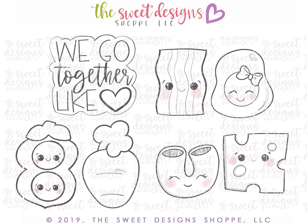 Cookie Cutters - We go together... Mini Set (Group A) - Cookie Cutters - The Sweet Designs Shoppe - Set of 7 - Mini Cutters - ALL, Cookie Cutter, Mini Sets, Promocode, set, Valentine, Valentines, Valentines couples, valentines2020-2