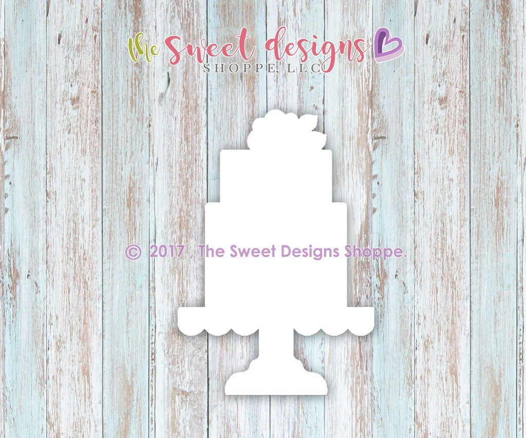 Cookie Cutters - Wedding Cake with Flower v2- Cookie Cutter - Sweet Designs Shoppe - - ALL, Bachelorette, Birthday, cake, Christmas, Cookie Cutter, Food, Food & Beverages, Promocode, Sweet, Sweets, Wedding