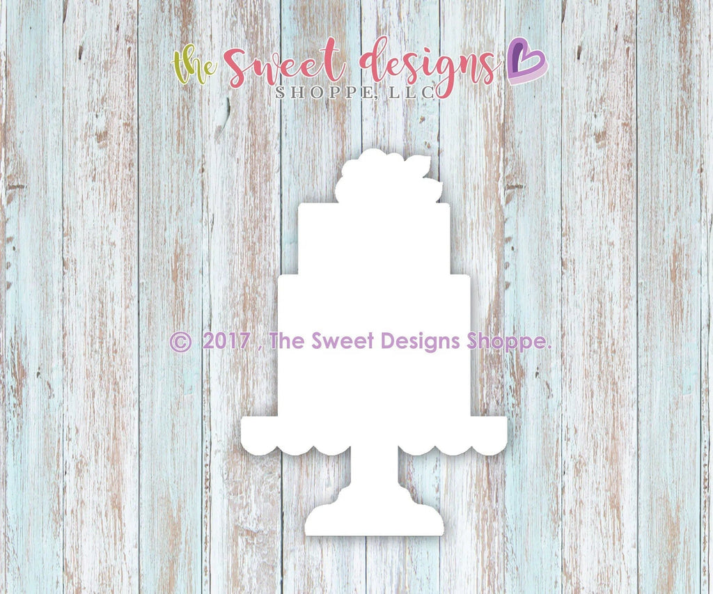 Cookie Cutters - Wedding Cake with Flower v2- Cookie Cutter - The Sweet Designs Shoppe - TSDS - - ALL,Bachelorette,Birthday,cake,Christmas,Christmas / Winter,Cookie Cutter,Food,Food & Beverages,Promocode,Sweet,Sweets,Wedding