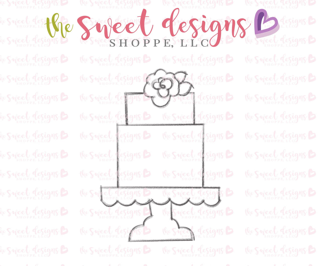 Cookie Cutters - Wedding Cake with Flower v2- Cookie Cutter - The Sweet Designs Shoppe - TSDS - - ALL,Bachelorette,Birthday,cake,Christmas,Christmas / Winter,Cookie Cutter,Food,Food & Beverages,Promocode,Sweet,Sweets,Wedding