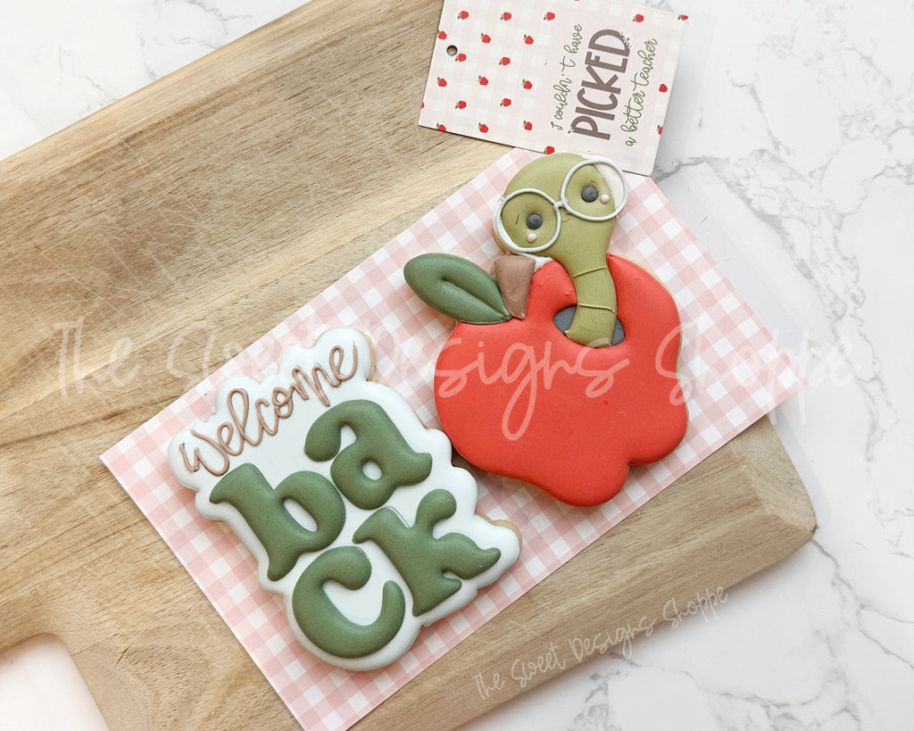 Cookie Cutters - Welcome Back to School Set - Set of 2 - Cookie Cutters - The Sweet Designs Shoppe - TSDS - - ALL,apple,back to school,Cookie Cutter,Plaque,Plaques,PLAQUES HANDLETTERING,Promocode,regular sets,School,School / Graduation,school supplies,set,STL