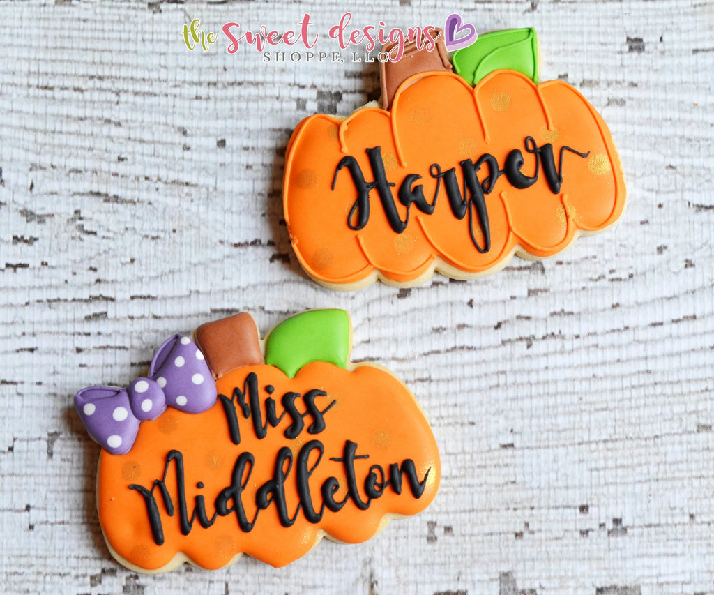 Cookie Cutters - Wide Pumpkin with Bow v2- Cookie Cutter - Sweet Designs Shoppe - - ALL, Cookie Cutter, Fall, Fall / Halloween, Fall / Thanksgiving, Food, Food & Beverages, Halloween, Promocode, Pumpkin, thanksgiving