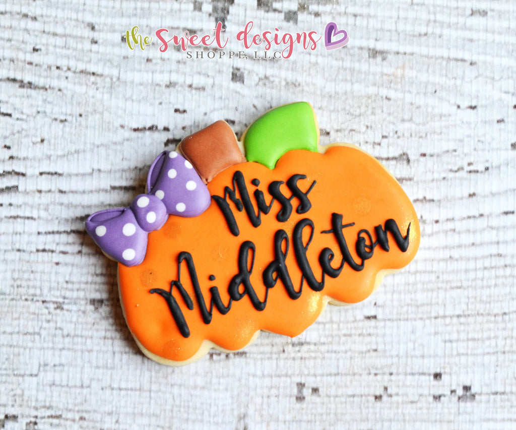 Cookie Cutters - Wide Pumpkin with Bow v2- Cookie Cutter - Sweet Designs Shoppe - - ALL, Cookie Cutter, Fall, Fall / Halloween, Fall / Thanksgiving, Food, Food & Beverages, Halloween, Promocode, Pumpkin, thanksgiving