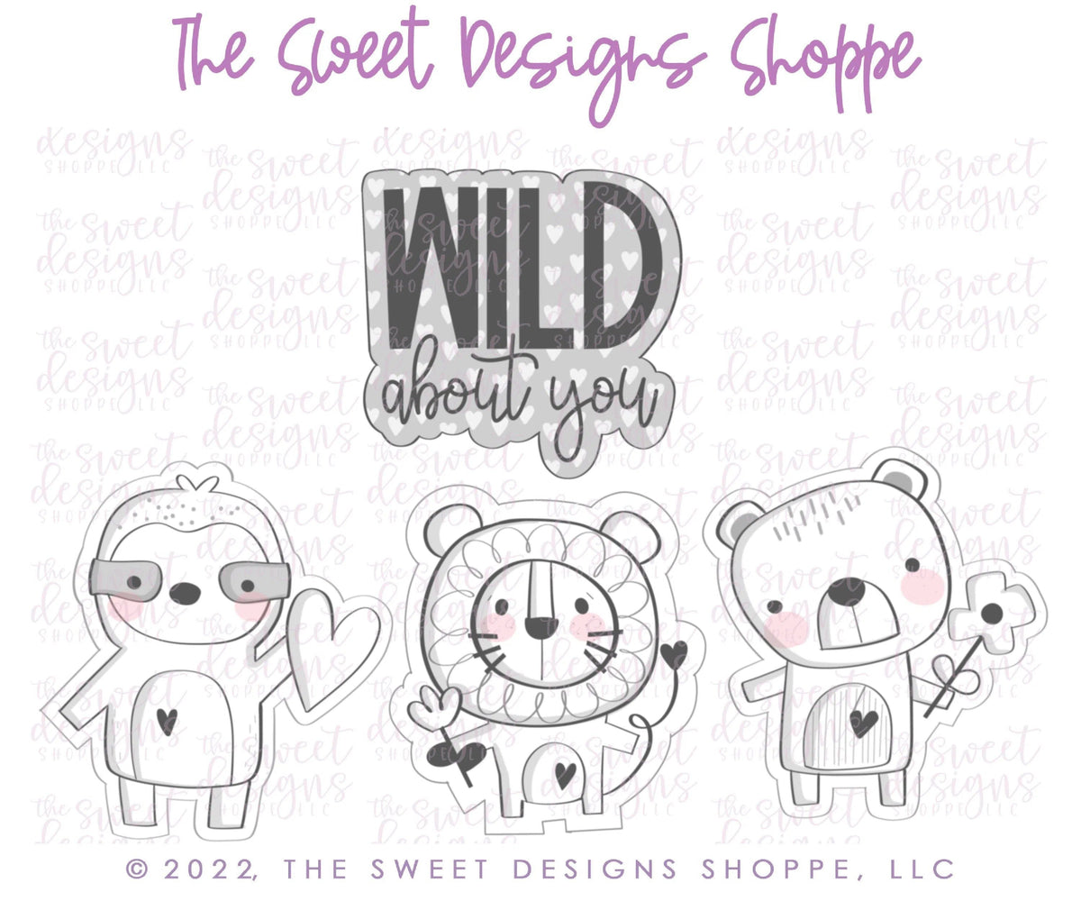Cookie Cutters - Wild about You Cookie Cutters Set - Set of 4 - Cookie Cutters - The Sweet Designs Shoppe - TSDS - - ALL,Animal,Animals,Animals and Insects,Cookie Cutter,Mini Sets,Promocode,regular sets,set,valentine,Valentine's