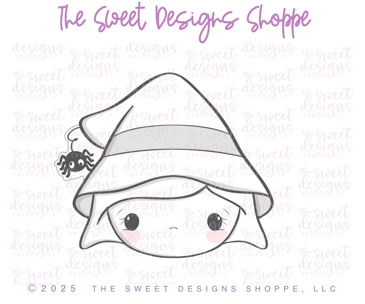 Cookie Cutters - Witch Face with Spider - Cookie Cutter - The Sweet Designs Shoppe - TSDS - - ALL,Cookie Cutter,halloween,happy halloween,Promocode,STL,witch face