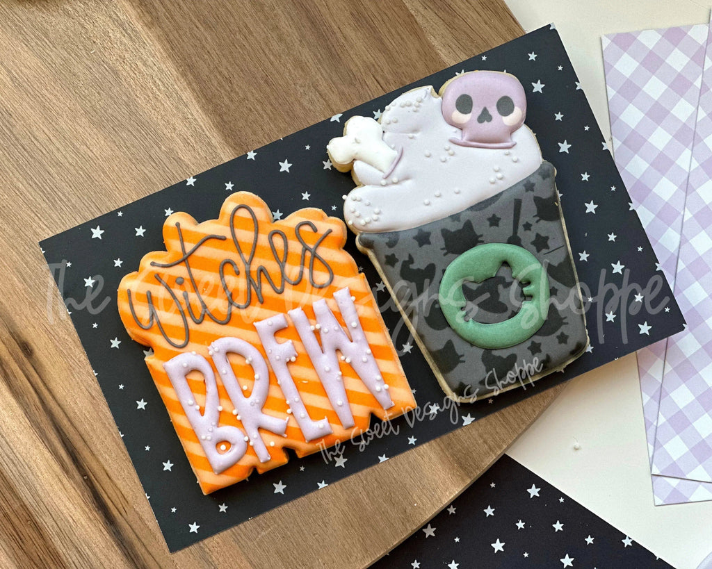Cookie Cutters - Witches Brew Coffee & Plaque Cookie Cutter Set - 2 Piece Set - Cookie Cutters - The Sweet Designs Shoppe - TSDS - - ALL,Cookie Cutter,halloween,Promocode,regular sets,set,sets