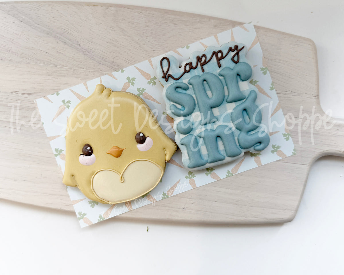 Cookie Cutters - Wobbly Chick & Hoppy SPRING Plaque - Set of 2 - Cookie Cutters - The Sweet Designs Shoppe - TSDS - - ALL,Animal,Animals,Cookie Cutter,Easter,Easter / Spring,PLAQUES HANDLETTERING,Promocode,regular sets,set,STL