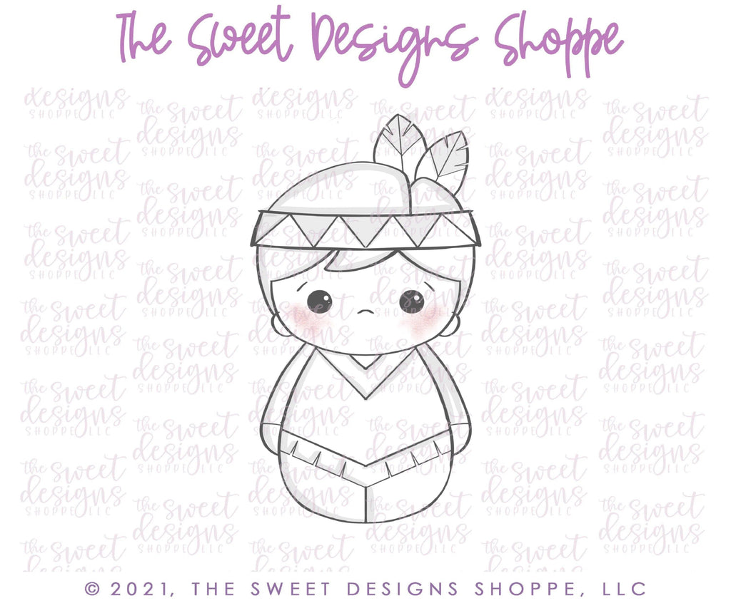 Cookie Cutters - Wobbly Native American Boy - Cookie Cutter - The Sweet Designs Shoppe - TSDS - - ALL,Cookie Cutter,Fall,Fall / Thanksgiving,Indian,Promocode,thanksgiving,wobble