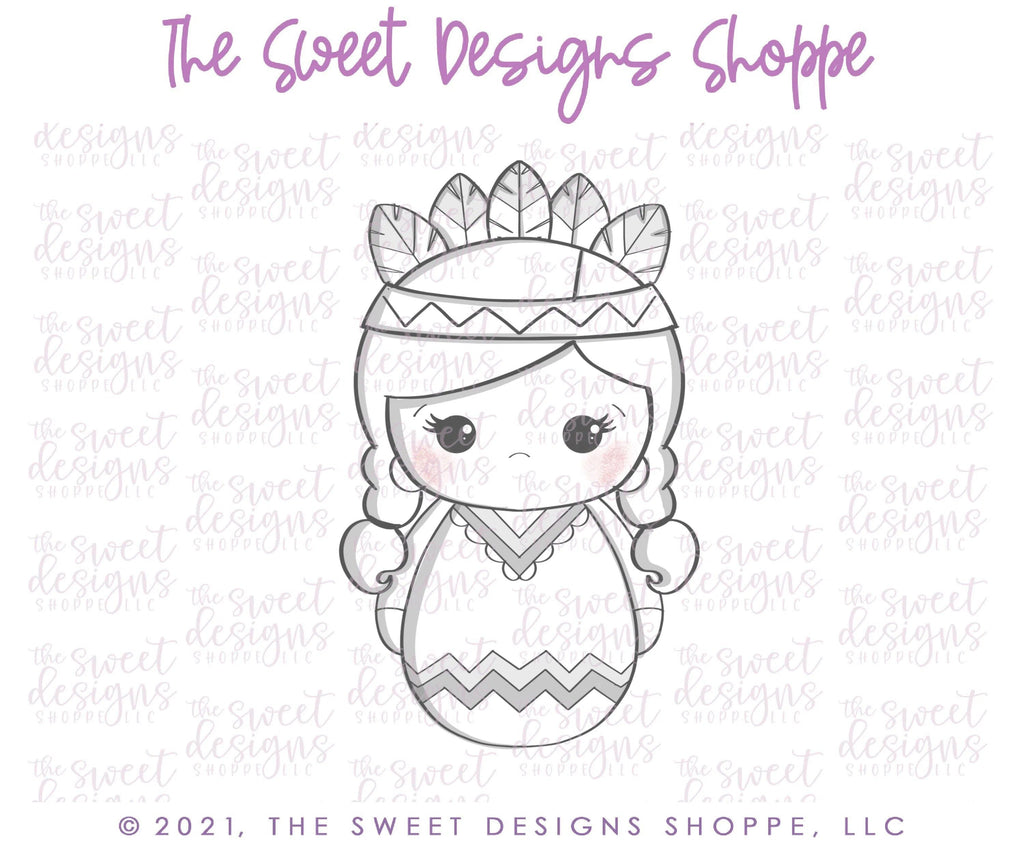 Cookie Cutters - Wobbly Native American Girl - Cookie Cutter - The Sweet Designs Shoppe - TSDS - - ALL,Cookie Cutter,Fall,Fall / Thanksgiving,Indian,Promocode,thanksgiving,wobble