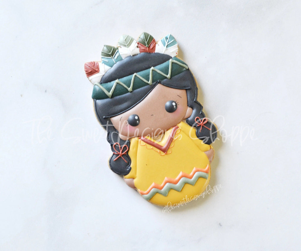 Cookie Cutters - Wobbly Native American Girl - Cookie Cutter - The Sweet Designs Shoppe - TSDS - - ALL,Cookie Cutter,Fall,Fall / Thanksgiving,Indian,Promocode,thanksgiving,wobble
