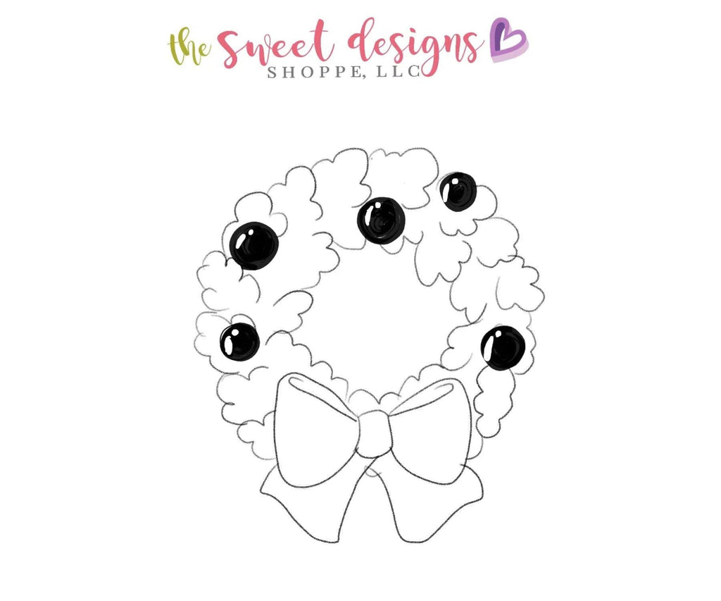 Cookie Cutters - Wreath with Big Bow V2- Cookie Cutter - The Sweet Designs Shoppe - - ALL, Christmas, Christmas / Winter, Cookie Cutter, Decoration, Promocode, Trees Leaves and Flowers, Winter, Wreath