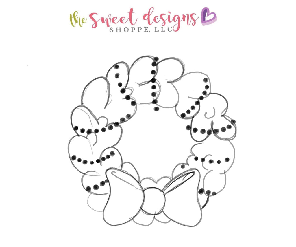 Cookie Cutters - Wreath with Bow V2- Cookie Cutter - The Sweet Designs Shoppe - - ALL, Christmas, Christmas / Winter, Cookie Cutter, Decoration, Promocode, Trees Leaves and Flowers, Winter, Wreath