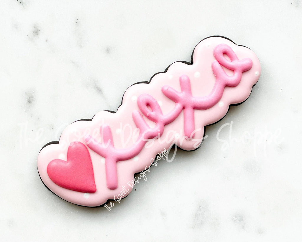 Cookie Cutters - xoxo Plaque - Cookie Cutter - Sweet Designs Shoppe - One Size (2" Tall x 6" Wide) - ALL, Cookie Cutter, I love you, Love, love you beary much, Plaque, Plaques, PLAQUES HANDLETTERING, Promocode, valentines