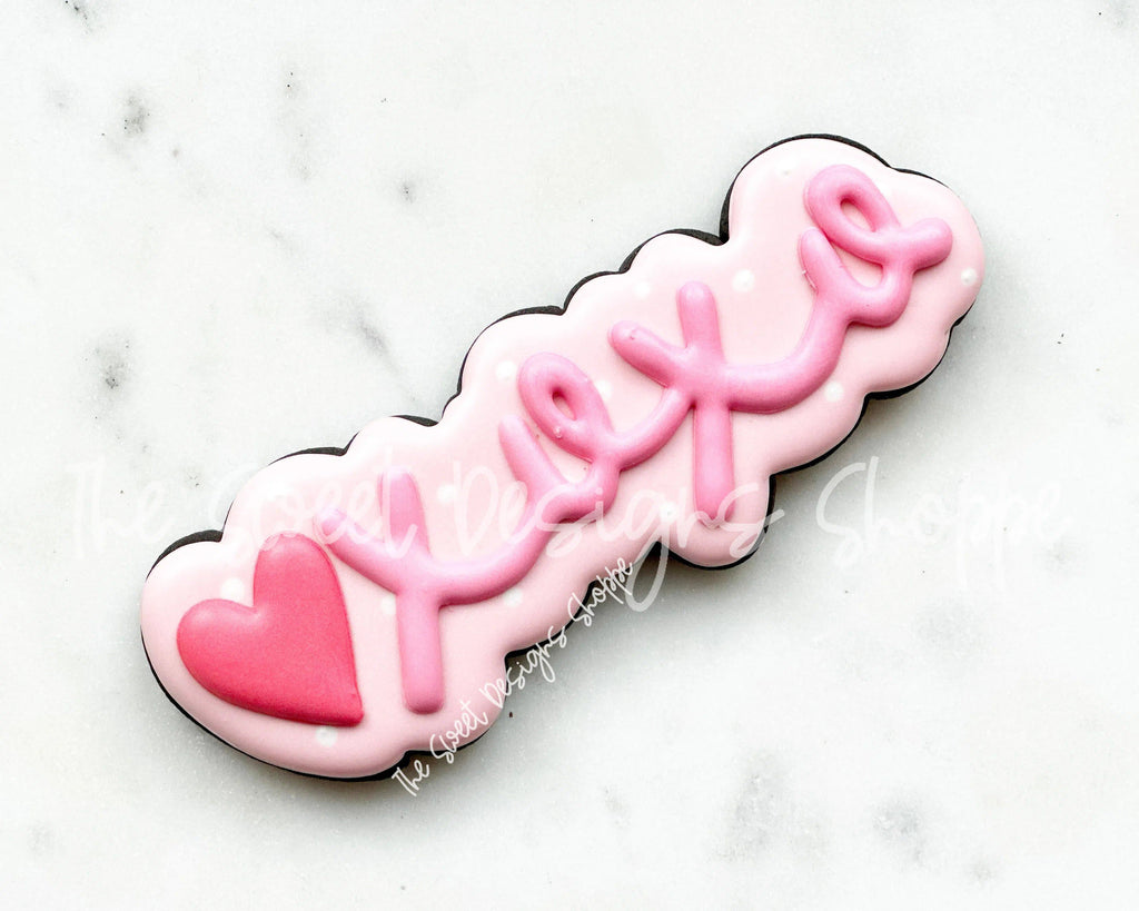 Cookie Cutters - xoxo Plaque - Cookie Cutter - The Sweet Designs Shoppe - One Size (2" Tall x 6" Wide) - ALL, Cookie Cutter, I love you, Love, love you beary much, Plaque, Plaques, PLAQUES HANDLETTERING, Promocode, valentines