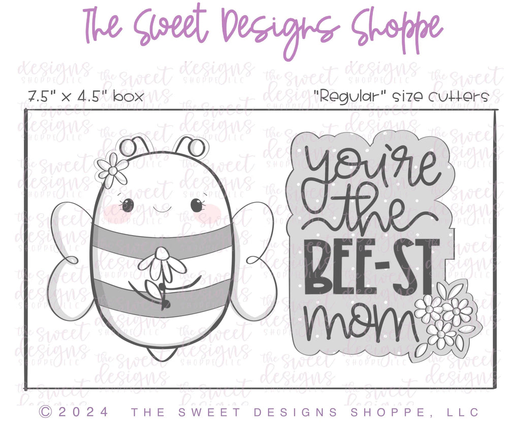 Cookie Cutters - You are the BEE-ST Mom Cookie Cutter Set - Set of 2 - Cookie Cutters - Sweet Designs Shoppe - - ALL, Animals and Insects, Cookie Cutter, insect, Insects, MOM, Mom Plaque, mother, Mothers Day, new, Plaque, Plaques, PLAQUES HANDLETTERING, Promocode, regular sets, set