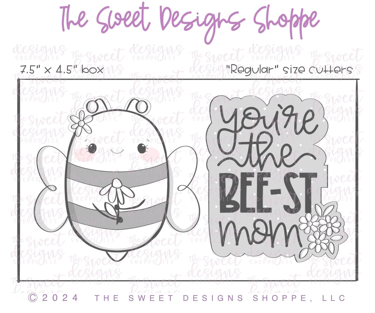 Cookie Cutters - You are the BEE-ST Mom Cookie Cutter Set - Set of 2 - Cookie Cutters - The Sweet Designs Shoppe - TSDS - - ALL,Animal,Animals and Insects,Cookie Cutter,insect,Insects,MOM,Mom Plaque,mother,Mothers Day,Plaque,Plaques,PLAQUES HANDLETTERING,Promocode,regular sets,set