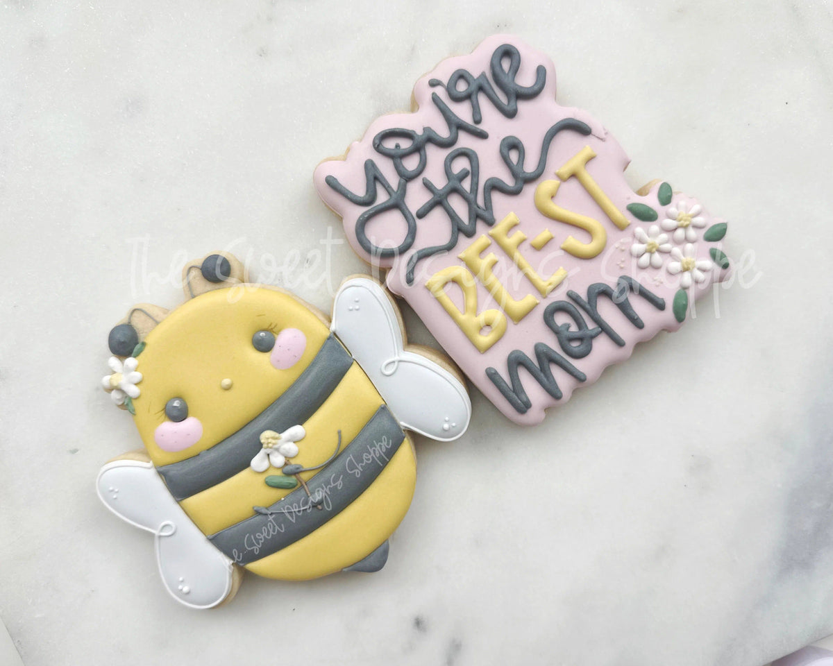 Cookie Cutters - You are the BEE-ST Mom Cookie Cutter Set - Set of 2 - Cookie Cutters - The Sweet Designs Shoppe - TSDS - - ALL,Animal,Animals and Insects,Cookie Cutter,insect,Insects,MOM,Mom Plaque,mother,Mothers Day,Plaque,Plaques,PLAQUES HANDLETTERING,Promocode,regular sets,set