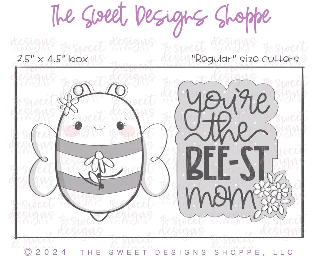 Cookie Cutters - You are the BEE-ST Mom Cookie Cutter Set - Set of 2 - Cookie Cutters - The Sweet Designs Shoppe - - ALL, Animals and Insects, Cookie Cutter, insect, Insects, MOM, Mom Plaque, mother, Mothers Day, Plaque, Plaques, PLAQUES HANDLETTERING, Promocode, regular sets, set