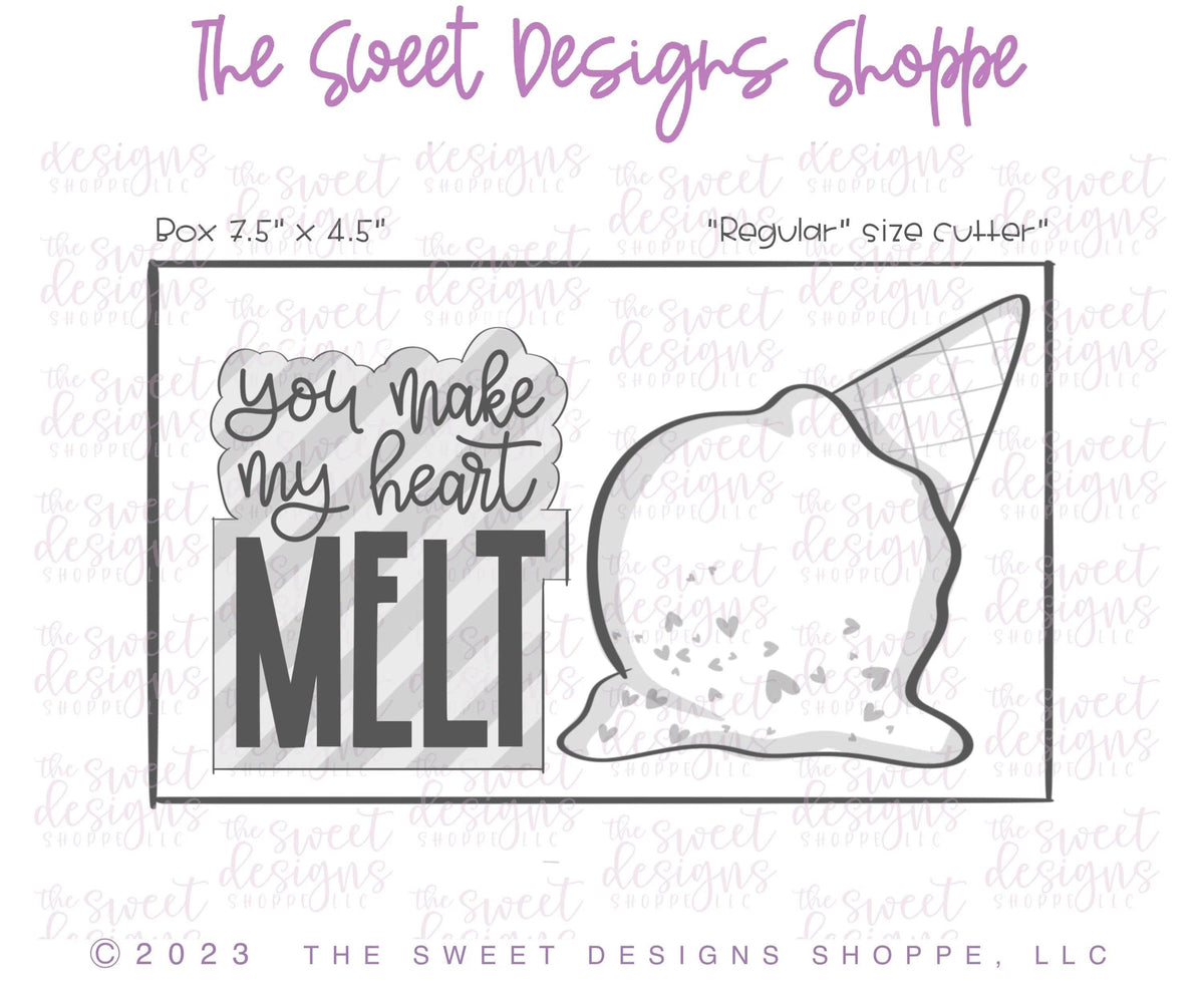Cookie Cutters - You make my heart MELT Plaque & Melted Ice Cream Cookie Cutter - Set of 2 - Cookie Cutters - The Sweet Designs Shoppe - TSDS - - ALL,Cookie Cutter,Food,Food & Beverages,Food and Beverage,Love,Mini Sets,Plaque,Plaques,PLAQUES HANDLETTERING,Promocode,regular sets,set,Sweets,valentine,valentines