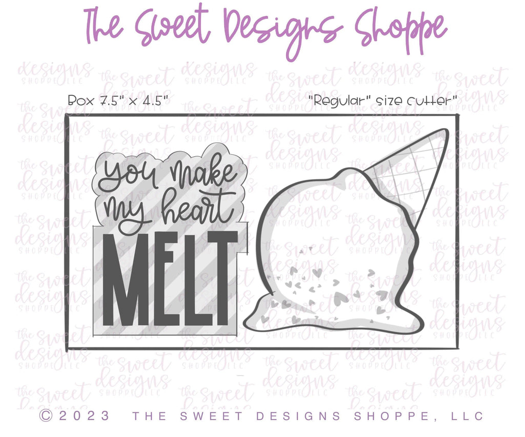 Cookie Cutters - You make my heart MELT Plaque & Melted Ice Cream Cookie Cutter - Set of 2 - Cookie Cutters - The Sweet Designs Shoppe - TSDS - - ALL,Cookie Cutter,Food,Food & Beverages,Food and Beverage,Love,Mini Sets,Plaque,Plaques,PLAQUES HANDLETTERING,Promocode,regular sets,set,Sweets,valentine,valentines