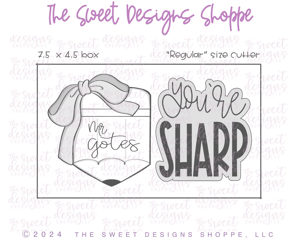 Cookie Cutters - You're Sharp Set - Set of 2 - Cookie Cutters - The Sweet Designs Shoppe - TSDS - - ALL,back to school,Cookie Cutter,Nurse,Nurse Appreciation,Plaque,Plaques,PLAQUES HANDLETTERING,Promocode,regular sets,School,School / Graduation,school supplies,set,STL,Teach,Teacher,Teacher Appreciation