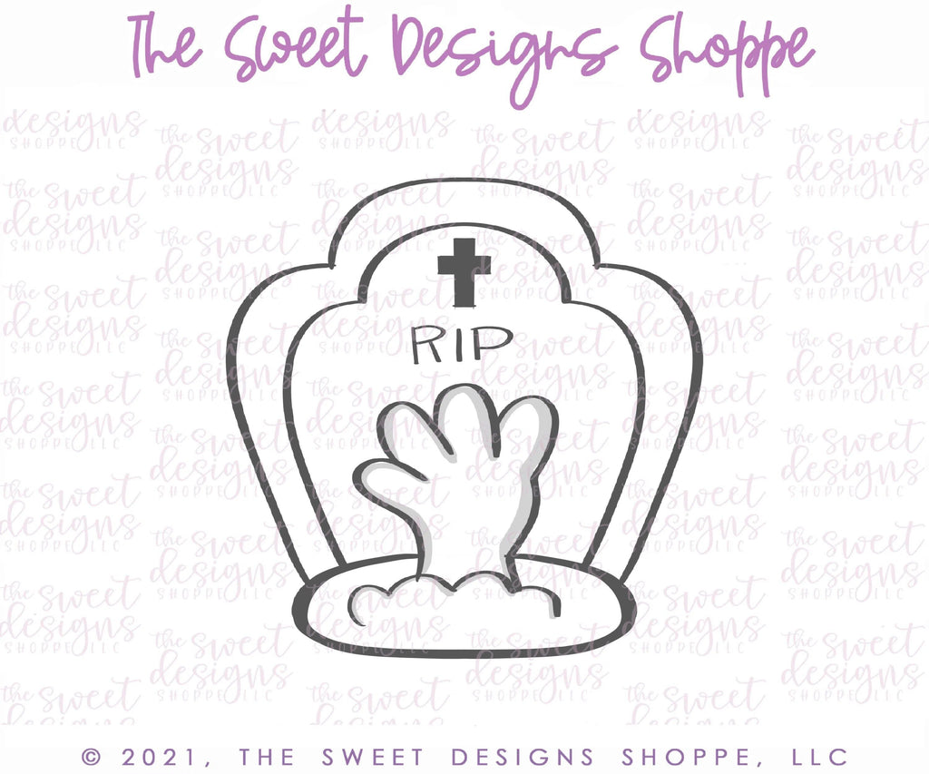 Cookie Cutters - Zombie Tombstone - Cookie Cutter - The Sweet Designs Shoppe - TSDS - - ALL,Cookie Cutter,Customize,Day of the dead,Day of the Death,dia de los muertos,Dia de Muertos,Fall / Halloween,halloween,Hocus pocus,Monster and Zombies,Monsters and Zombies,Promocode,Tomb,zombie,Zombies,Zombies and Monsters