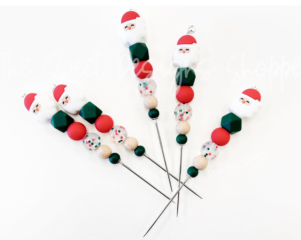 Decorating Tools - Cookie Scribe - "Santa Cheer" - Cookie Decorating Tool - 6" Long. - The Sweet Designs Shoppe - 1 Scribe - 6 inches long - Christmas / Winter, Christmas Tree, Decorate, Decorating, needle, new, Promocode, Santa, Santa Claus, Santa Face, scribes, tool, tools