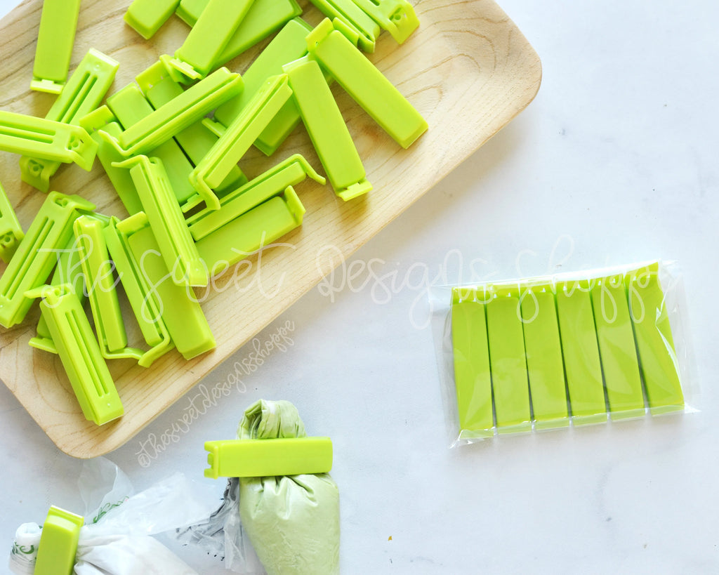 Decorating Tools - Set of 6 - Clip for Piping Bags - 3 Colors available - Small Twixit! Clip - Made in Sweden - Linden Sweden - Set of 6 - Lime Green Clips - Small Size - ALL, clip, clips, decorating tools, miracle clip, piping, piping bag, Promocode, tool, twixit
