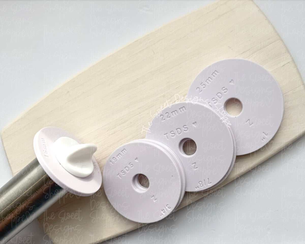 Decorating Tools - Thickness Rings for Basic Adjustable Rolling Pin (450mm Outer Diameter Pin and 18.65mm Holder Diameter ) - The Sweet Designs Shoppe - TSDS - - adjustable Roller Pin,ALL,Cake Pop,Depth Wheel,Guides,new,Popper,Promocode,STL,Thickness Rings