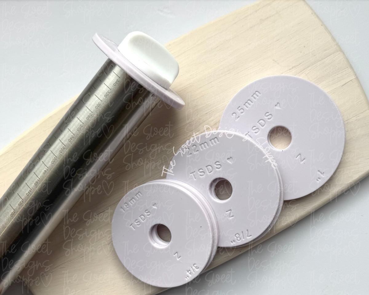 Decorating Tools - Thickness Rings for Basic Adjustable Rolling Pin (450mm Outer Diameter Pin and 18.65mm Holder Diameter ) - The Sweet Designs Shoppe - TSDS - - adjustable Roller Pin,ALL,Cake Pop,Depth Wheel,Guides,new,Popper,Promocode,STL,Thickness Rings