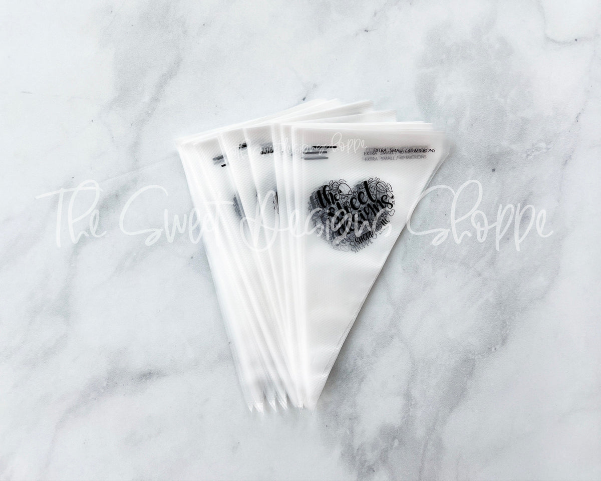 Decorating Tools - Tipless Piping Bags - Pack of 100 bags - The Sweet Designs Shoppe - TSDS - Extra-Small 8" Length & 40 Microns (Standard Thickness) - ALL,bag,bags,piping,Promocode,tipless
