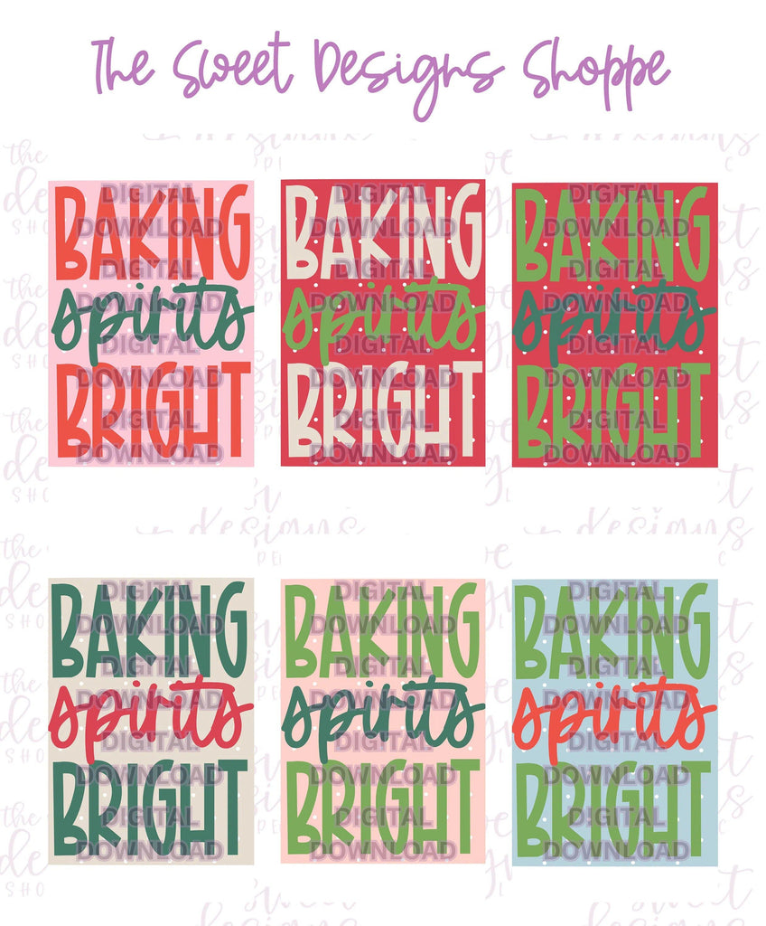 Digital - BAKING spirits BRIGHT Plaque - Digital Instant Download - Eddie Files - The Sweet Designs Shoppe - TSDS - - ALL,Christmas,Christmas / Winter,Download,E-Tag,Eddie,Edible Printer Files,Promocode