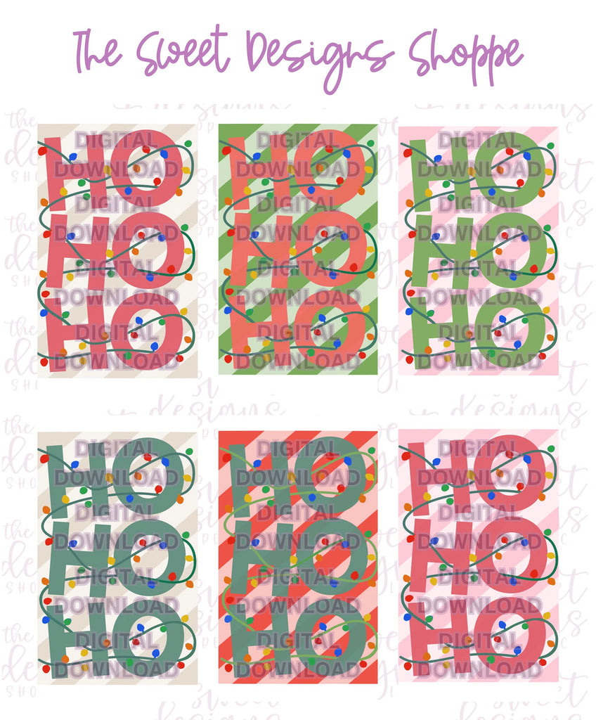 Digital - HO HO HO with Lights Plaque - Digital Instant Download - Eddie Files - Sweet Designs Shoppe - - ALL, Christmas, Christmas / Winter, Download, E-Tag, Eddie, Edible Printer Files, Promocode