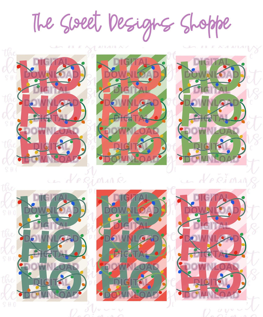 Digital - HO HO HO with Lights Plaque - Digital Instant Download - Eddie Files - The Sweet Designs Shoppe - TSDS - - ALL,Christmas,Christmas / Winter,Download,E-Tag,Eddie,Edible Printer Files,Promocode