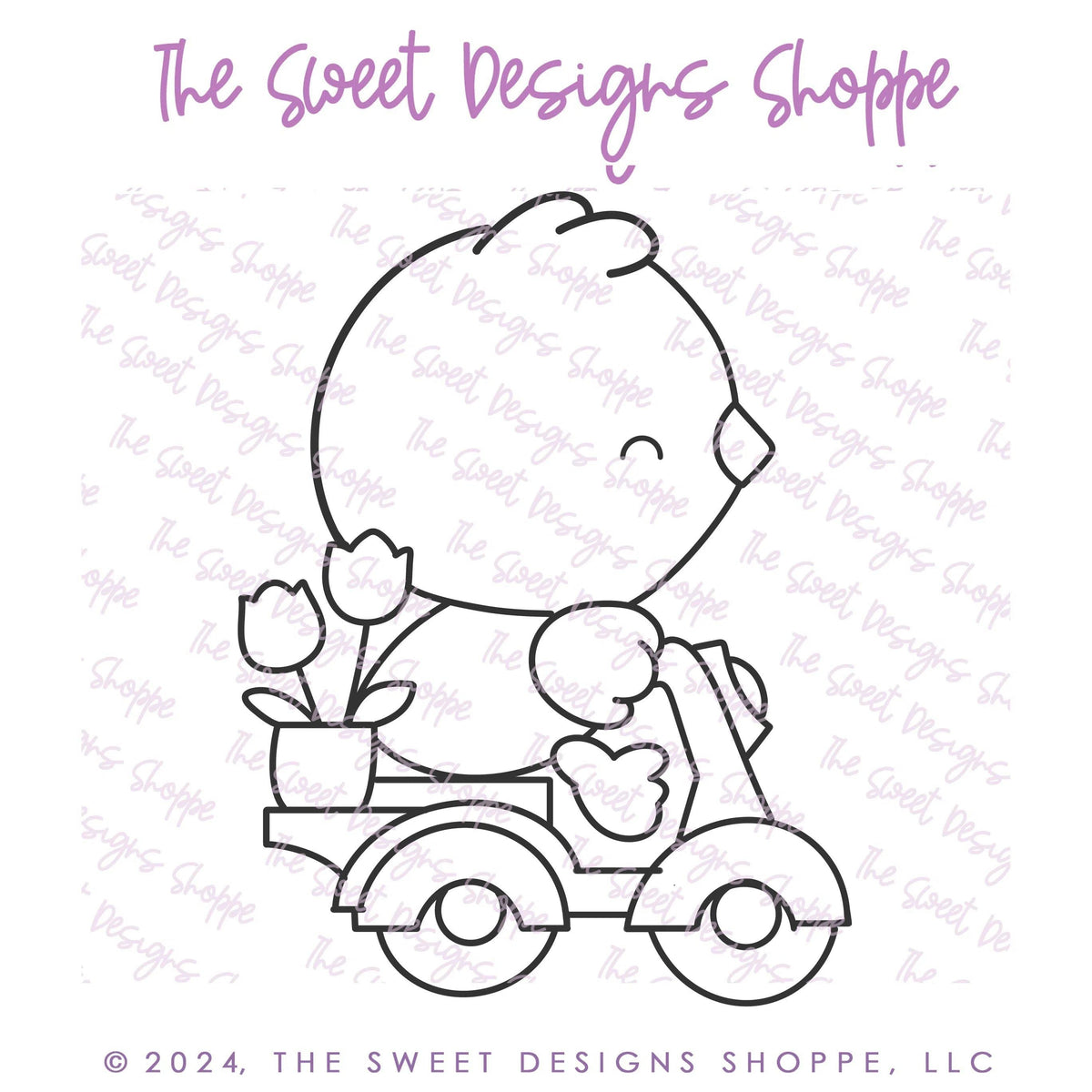 Digital - PYOC Chick on Bike - Digital Instant Download - Eddie File - The Sweet Designs Shoppe - TSDS - - ALL,Animal,Animals,Download,E-Tag,Easter,Easter / Spring,Eddie,Edible Printer Files,Promocode,PYO,PYOC,PYOC Chick003