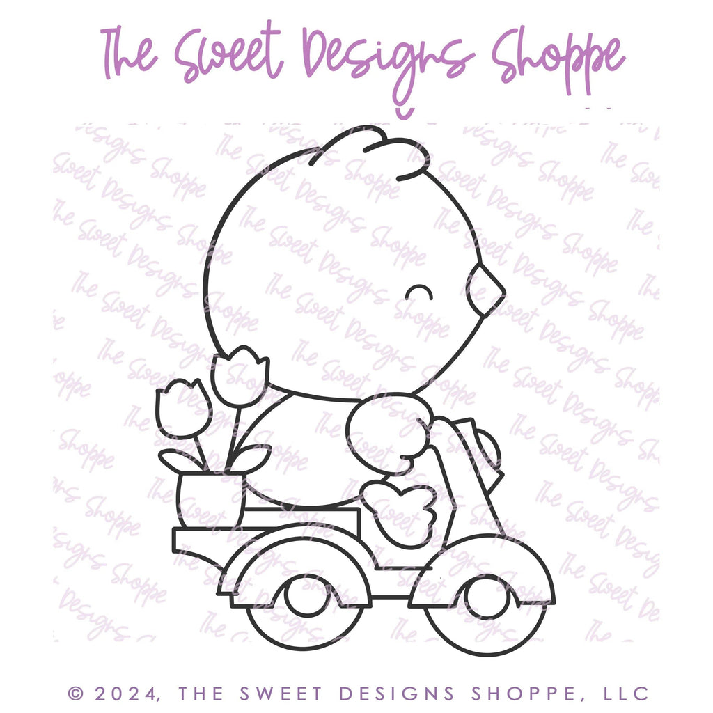 Digital - PYOC Chick on Bike - Digital Instant Download - Eddie File - The Sweet Designs Shoppe - TSDS - - ALL,Animal,Animals,Download,E-Tag,Easter,Easter / Spring,Eddie,Edible Printer Files,Promocode,PYO,PYOC,PYOC Chick003