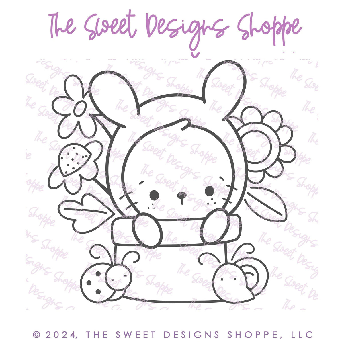 Digital - PYOC Floral Bunny - Digital Instant Download - Eddie File - The Sweet Designs Shoppe - TSDS - - ALL,Download,E-Tag,Easter,Easter / Spring,Eddie,Edible Printer Files,Promocode,PYO,PYOC,PYOC Bunny003