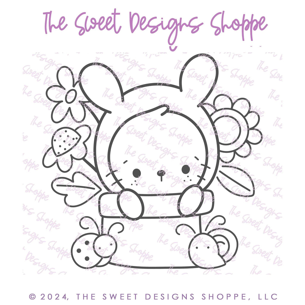 Digital - PYOC Floral Bunny - Digital Instant Download - Eddie File - The Sweet Designs Shoppe - TSDS - - ALL,Download,E-Tag,Easter,Easter / Spring,Eddie,Edible Printer Files,Promocode,PYO,PYOC,PYOC Bunny003