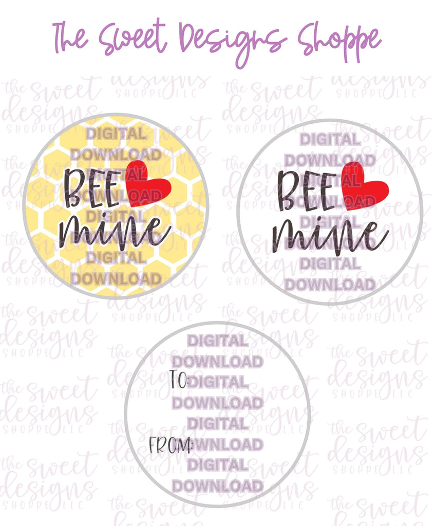 E-TAG - Bee Mine - Digital Instant Download 2" Round Tag - Sweet Designs Shoppe - - 2" Round, ALL, Bee, Bee mine, E-Tag, Promocode, Round Tag, TAG, Tags, Valentines