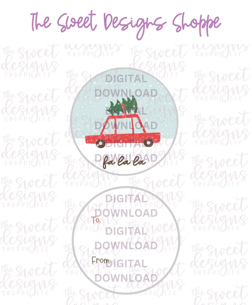 E-TAG - FaLaLa #1 - Digital Instant Download 2" Round Tag - Sweet Designs Shoppe - - 2" Round, ALL, Christmas, Circle, Download, E-Tag, Promocode, Round Tag, TAG, Tags