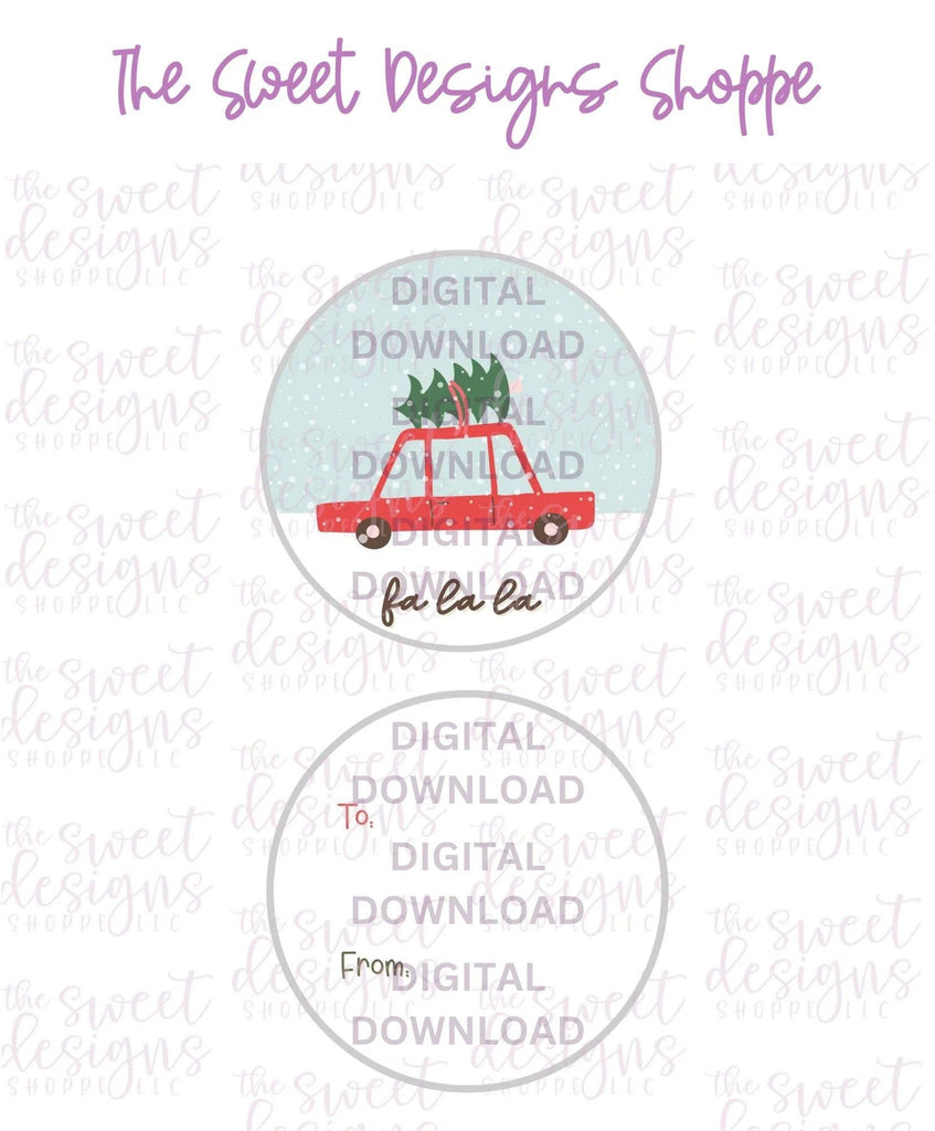 E-TAG - FaLaLa #1 - Digital Instant Download 2" Round Tag - The Sweet Designs Shoppe - - 2" Round, ALL, Christmas, Circle, Download, E-Tag, Promocode, Round Tag, TAG, Tags