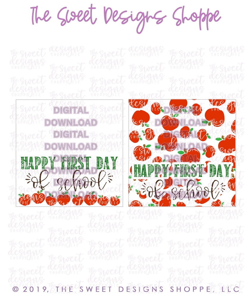 E-TAG - Happy First Day - Digital Instant Download Topper 3" - Sweet Designs Shoppe - - 2" Round, ALL, bag topper, colorful, E-Tag, Promocode, Round Tag, school, School / Graduation, TAG, Tags