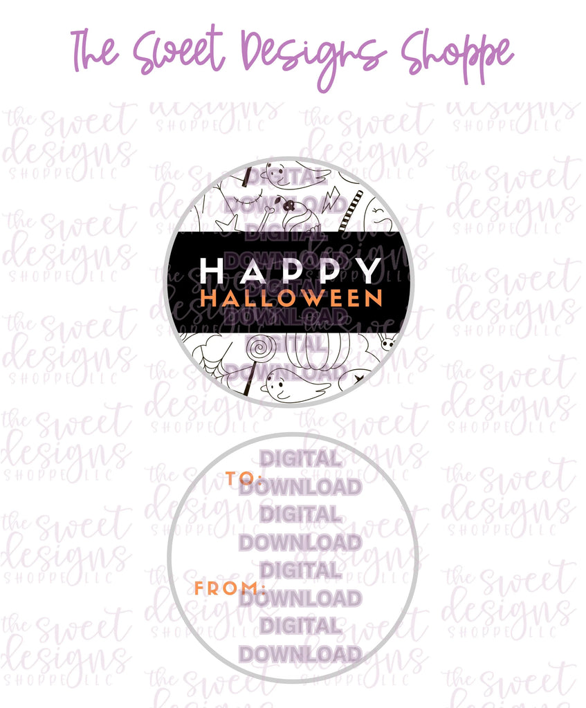 E-TAG - Happy Halloween #2 - Digital Instant Download 2" Round Tag - Sweet Designs Shoppe - - 2" Round, ALL, Circle, Download, E-Tag, Halloween, Promocode, Round Tag, TAG, Tags